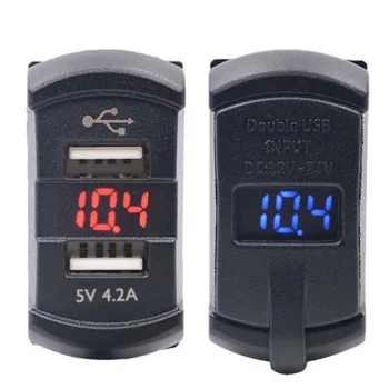 

New Hot Dual USB Car Boat Socket Rocker Switch Panel with Voltage Voltmeter Blue 12V