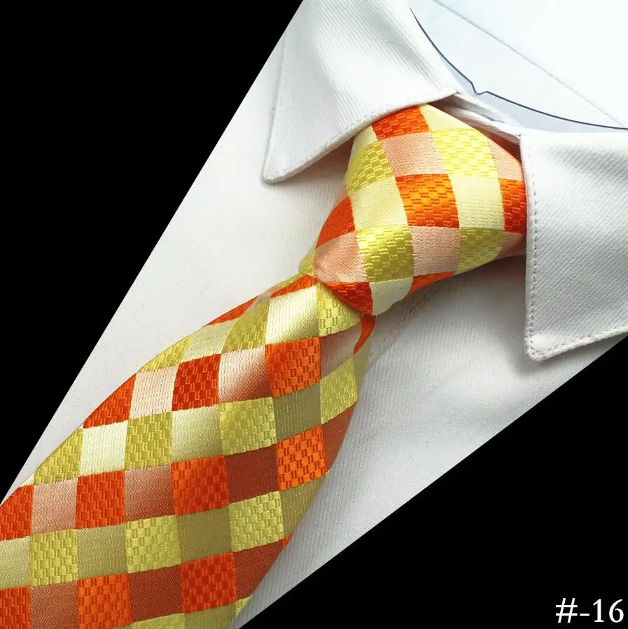 GUSLESON дизайн качество мужской шелковый галстук 8 см в клетку и полоску для мужчин Классическая одежда Бизнес Свадебная вечеринка Gravatas - Цвет: 16