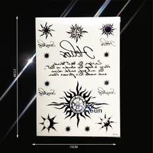 Black Fake Sun Moon Compass Tattoo For Men Women Body Art Tatoo Paste Arm Neck Decals Waterproof Temporary Tattoo Stickers PHB61