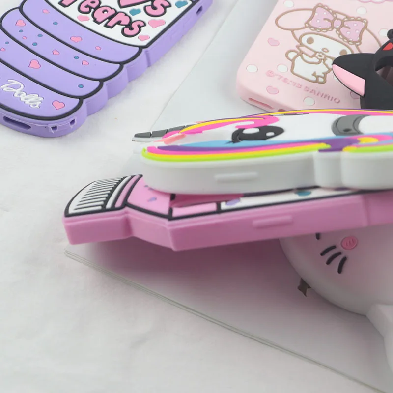 for iPhone 7 8 Plus X XS Max XR 9 4 4S 5 5S 6 6S Case 3D Cute Cartoon Soft Silicone Cover Lovely Cat Bottle Stitch Unicorn