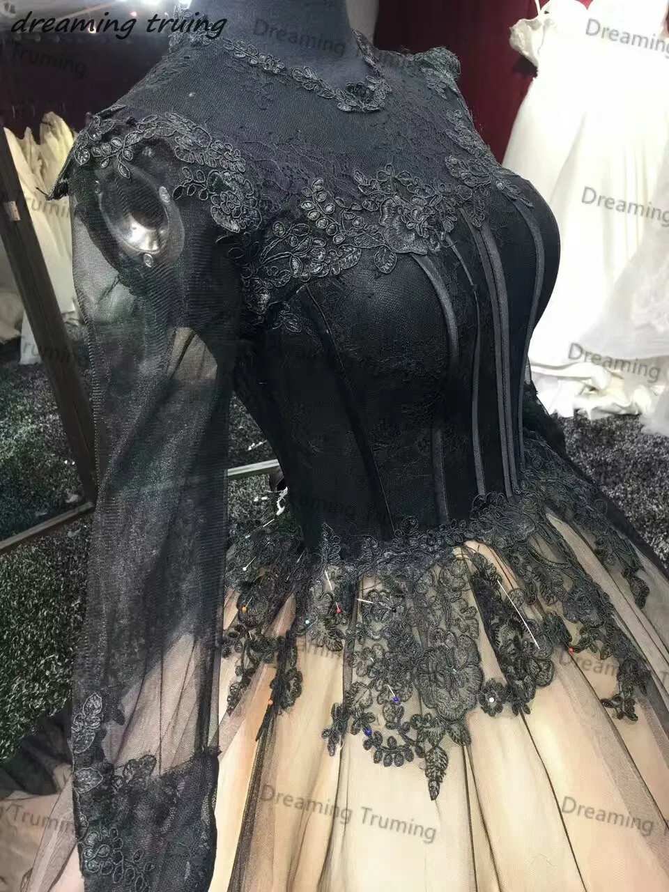Готические черные свадебные платья размера плюс, Новое поступление, тюлевые рукава на заказ, свадебные аппликации, бальные платья vestidos de novia