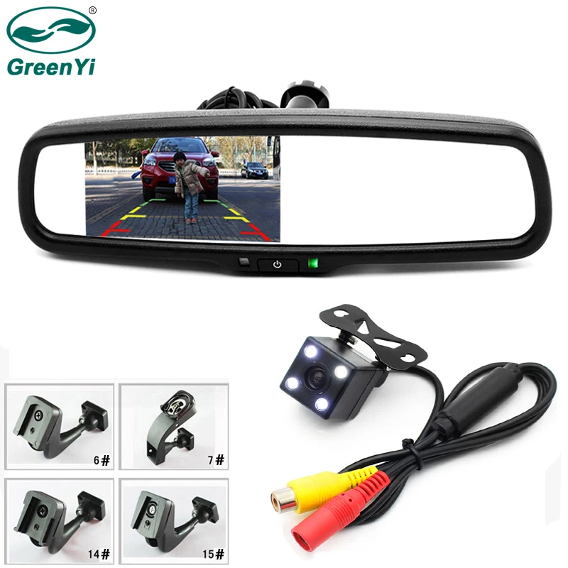 GreenYi специальный кронштейн 4 3 &quotTFT lcd цветной автомобильный зеркальный монитор
