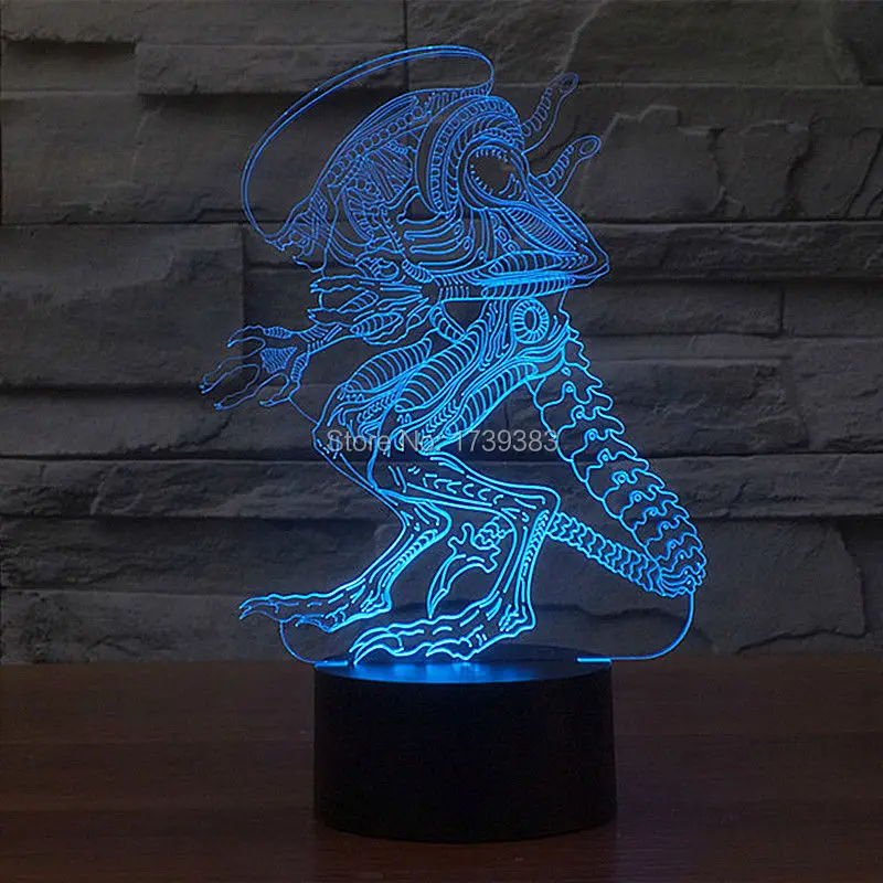 

FREE SHIPPING T-touch 7 colorful Alien Movie decoration 3D led night lgiht of luminaria 3d led lamp for baby sleep