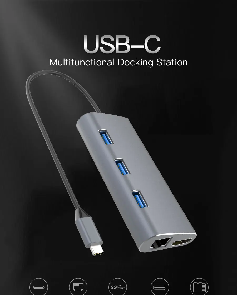 Usb-хаб USB-C к HDMI RJ45 PD TF/SD кард-ридер адаптер для MacBook samsung Galaxy S9/S8 huawei P20 Pro type-C USB 3,0 концентратор