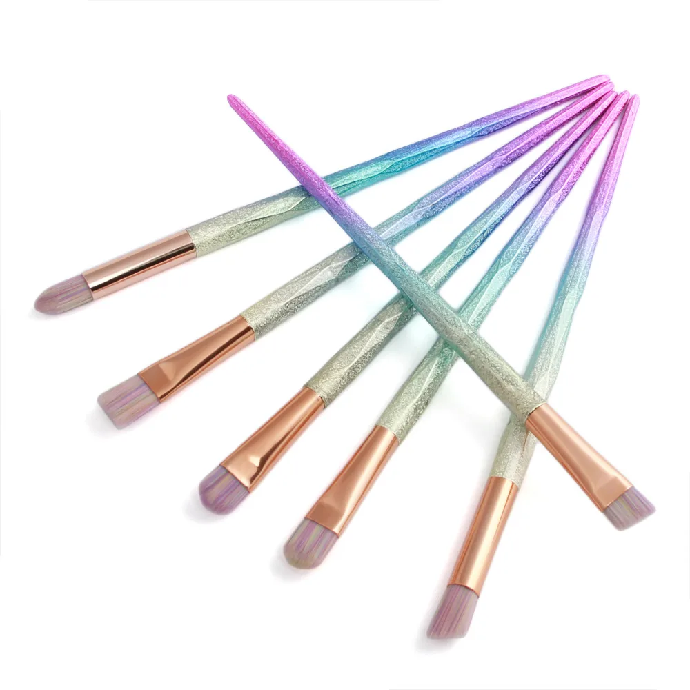7 Pcs Glitter Gradient Color Handle Makeup Brushes Set Powder Foundation Eyebrow Face Make Up Brush Cosmetic Tool Kit (8)