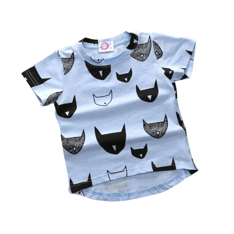 Summer Baby Kids T shirt 100% Cotton Cat Print Short Sleeves Boys Girls Baby T-shirt Casual Shirts