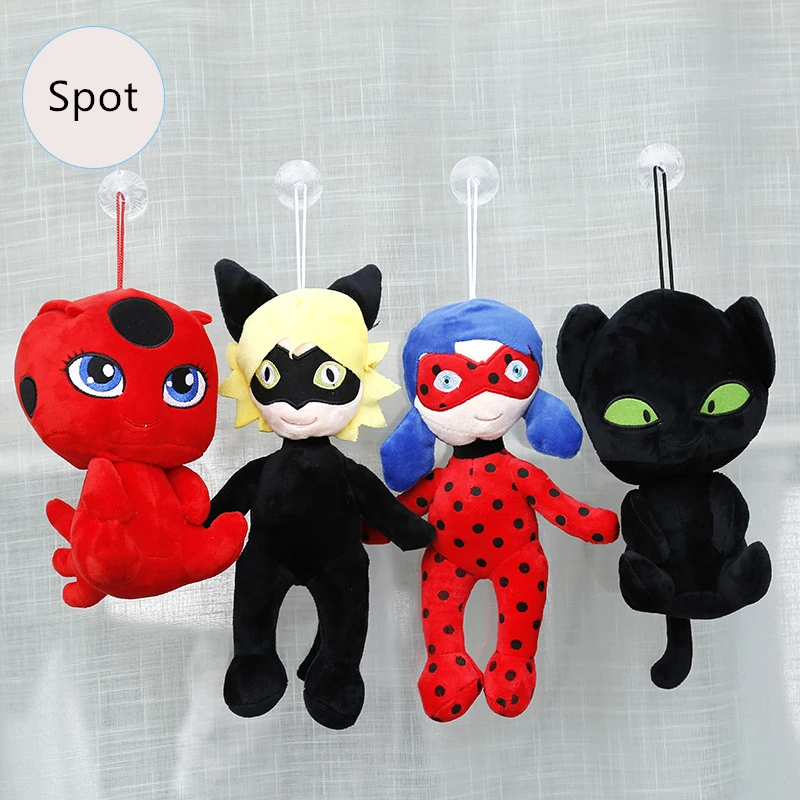 30cm New Miraculous Ladybug Cat Noir Juguetes Plush Toys Lady Bug Adrien Marinette Plagg Tikki Stuffed