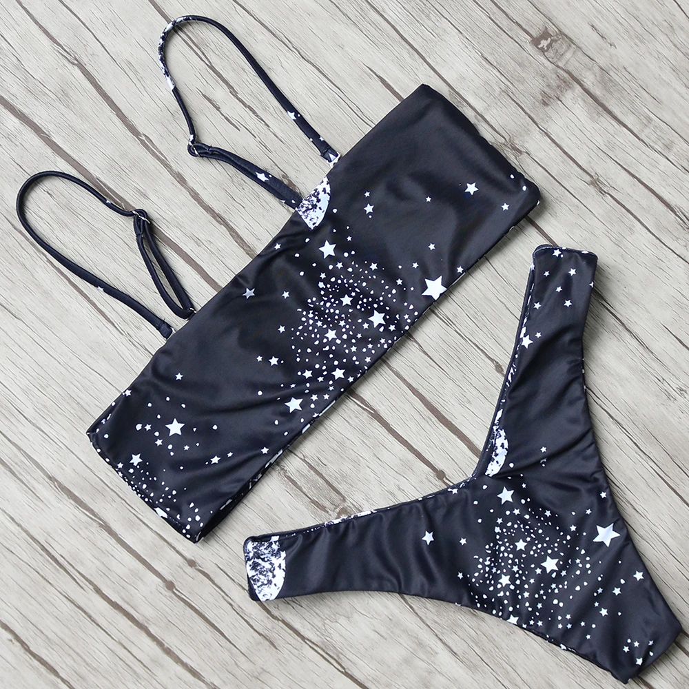 

Bikini 2018 Bandeau Swimsuit Women Off Shoulder Bikinis Women Swimwear Bathing Suit Beachwear Bikinis Set Maillot De Bain Femme