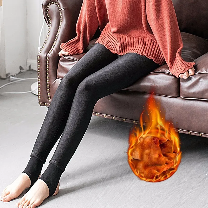 

2019 New Fashion Winter Black High Waist Inner Plus Golden Velvet Elastic Large Size Thick Warm Women Leggings