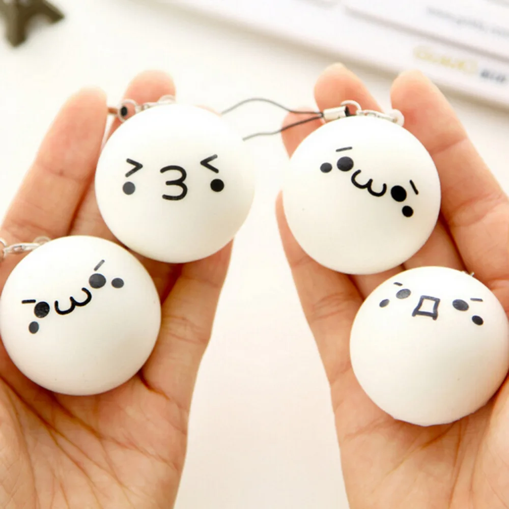 

4cm Cute Cartoon Face Squishy Buns Bag Key Mobile Phone Straps Pendant Chain for Cellphone