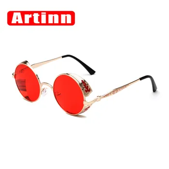 

Unique Circle Steampunk Sunglasses Women Men Round Gothic Glasses 2017 Retro Brand Designer Sun Glasses Vintage Goggles 98826W