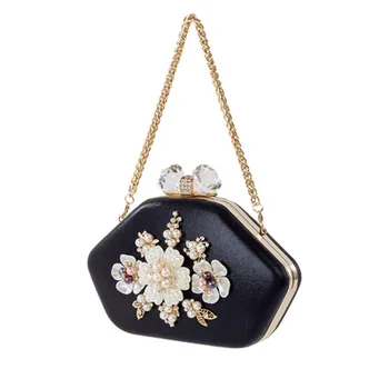 

Lady Women's Fashion Handbags Flower Decoration Crystal Totes PU Leather Metal Chains Shoulder Bags Outdoors Daily Work