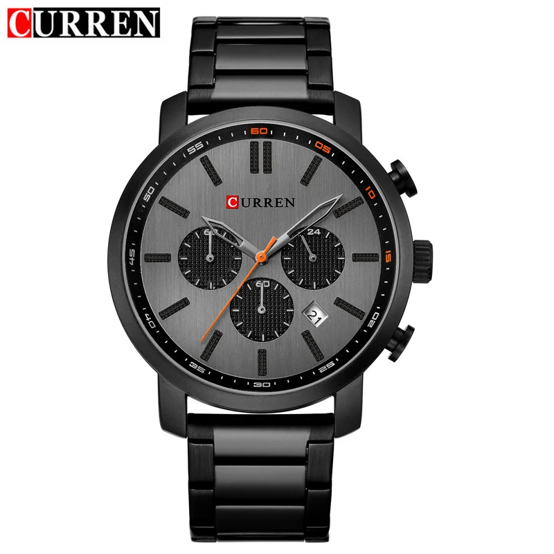 curren stainless steel black water resistant