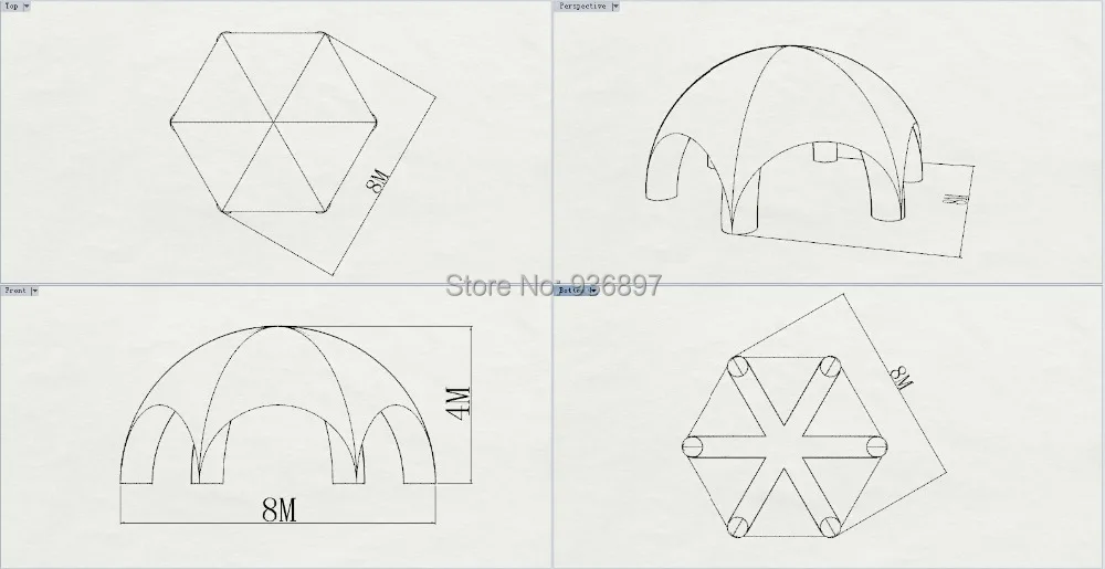 8x8x4mH 6 legs Inflatable spider tent Inflatable advertising tent Inflatable dome tent 3