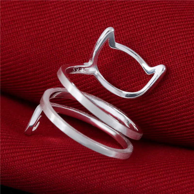 Открытие обмотки проволоки рисунок кольца в виде кошки для женщин кошка обертывание кольцо животное палец кольцо для женщин регулируемое обручальное кольцо женский Gi