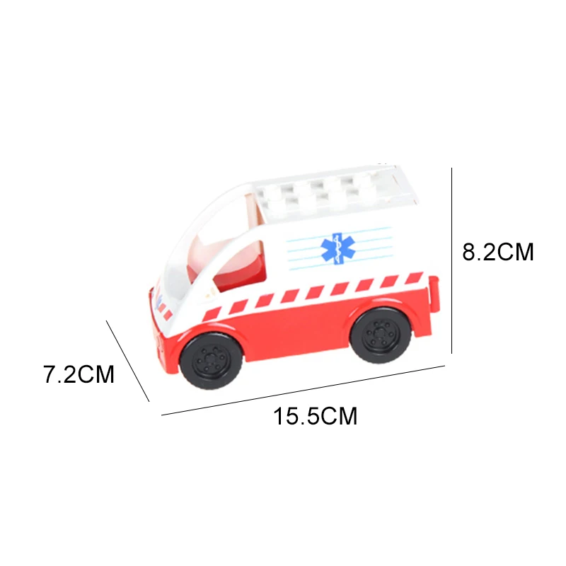 Городской дорожный трек, большие строительные блоки, доска, аксессуары для автомобиля, сделай сам, сборка автомобиля, игрушки, детский подарок, совместимый набор Duplo - Цвет: ambulance