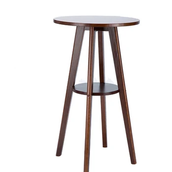European style simple solid wood small bar table coffee small household round bar table