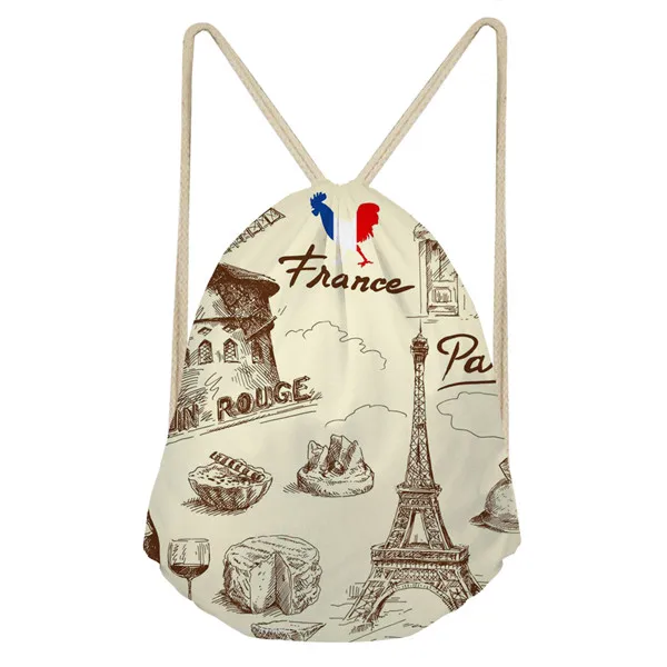 Noisydesigns Women's Paris Eiffel Tower Printed Mini Backpack Off White Bag School Girls Pocket Feminine Backpacks Shopper | Багаж и