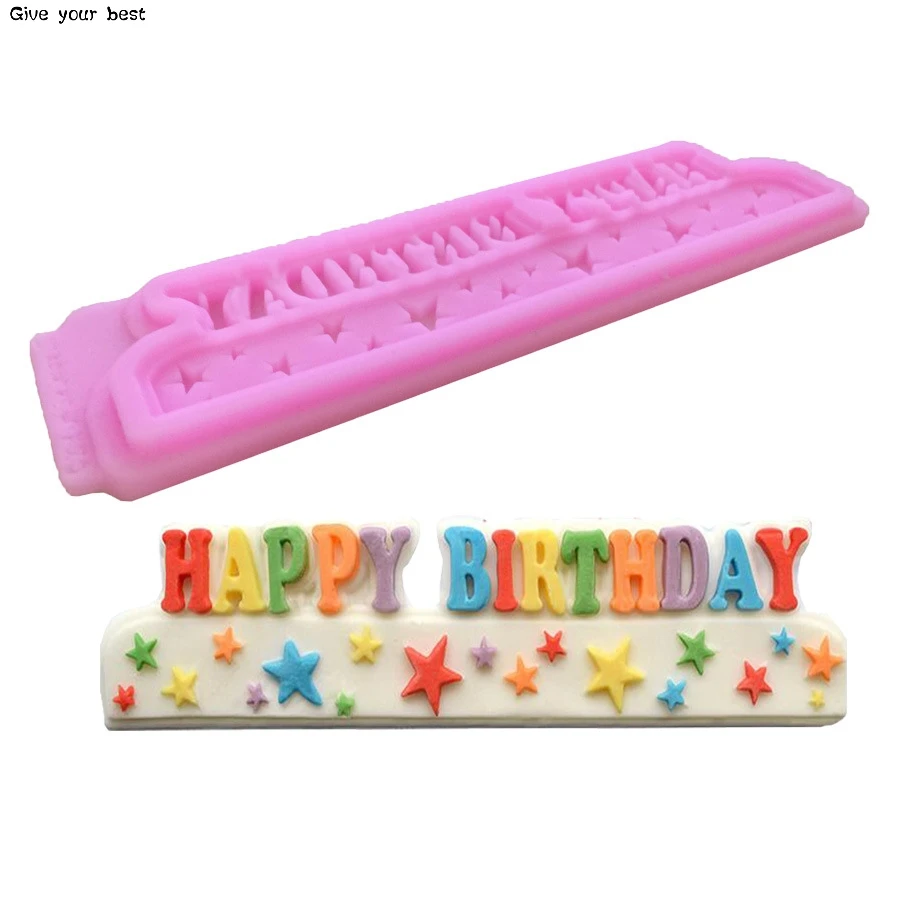 Buy Happy Birthday thin slice fondant cake mold resin molds cake decorating