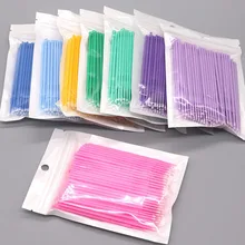 100 шт./лот, микрощетка, аксессуары для наращивания ресниц, ватные палочки, Женский комплект косметики для макияжа, аксессуары, инструменты, кисть для теней