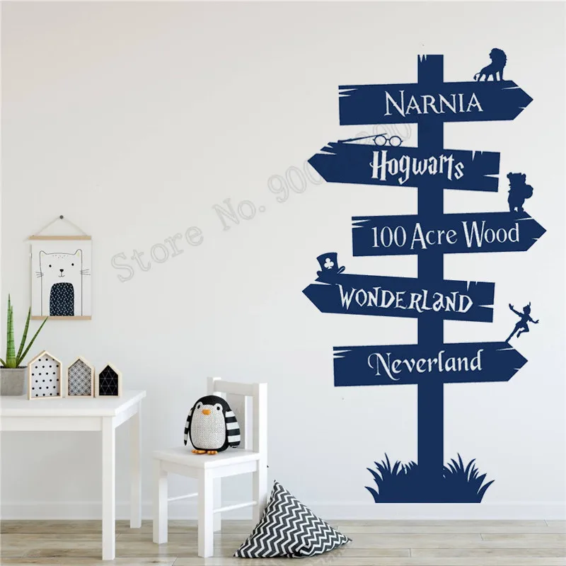 Story Book Signpost calcomanía de pared de niños vinilo arte extraíble ...