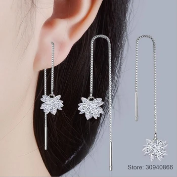 

2019 New arrival ice snow flower design 925 sterling silver ladies Drop snowflake earrings jewelry birthday gift wholesale