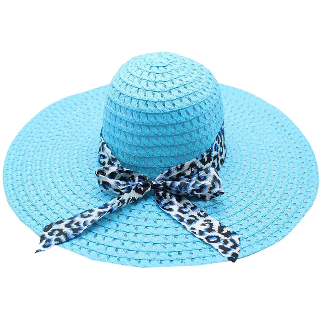 Соломенная шляпа с большими полями и леопардовым принтом, Пляжная женская шляпа, складная летняя кепка с защитой от ультрафиолета для путешествий, повседневная женская шляпа* 1
