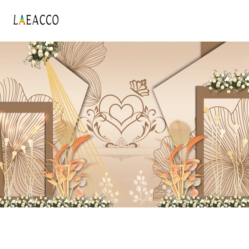 

Laeacco Bridal Golden Pattern Backdrop Wedding Party Photography Background Customized Photographic Backdrops For Photo Studio