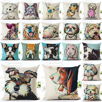 

2016 High Quality Cute Dog Pillow Almofadas Linen Pillow Decorative Linen Cushion Without Filling