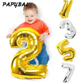 

32inch Gold Silver Number Balloon Aluminum Foil Balloons Baby Happy Birthday Valentines Day Wedding Party Supplies Decoration