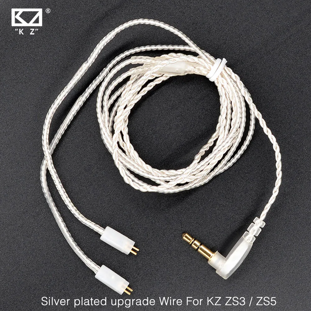 New KZ ZS3/ZS5 Dedicated Cable 0.75mm 2 Pin Upgraded Plated Silver