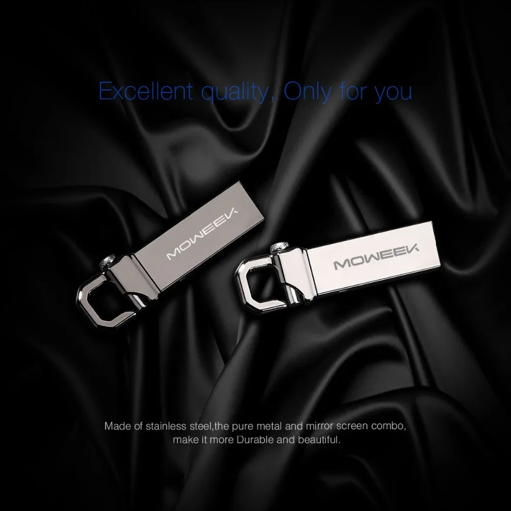 Moweek, USB флеш-накопитель, usb 2,0, реальная емкость, 8 ГБ, 16 ГБ, 32 ГБ, 64 ГБ, 128 ГБ, USB флешка, водонепроницаемая флешка, металлический ключ, флэш-диск