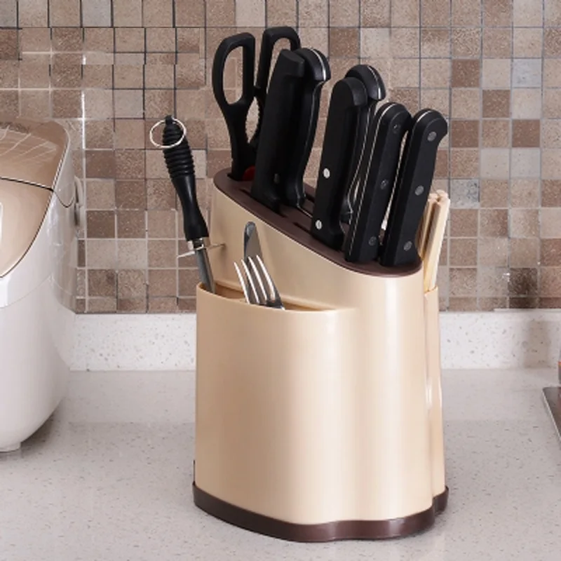 Creative Plastic Kitchen Knife Holder Multifunctional Kitchen Knife Ceramic Fork Storage Rack Knife Stand Inserted Knife Block