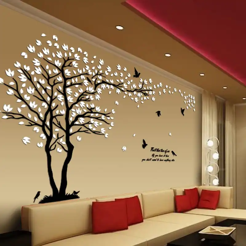 New Arrival Lovers Tree Acrylic Crystal Wall Stickers Diy