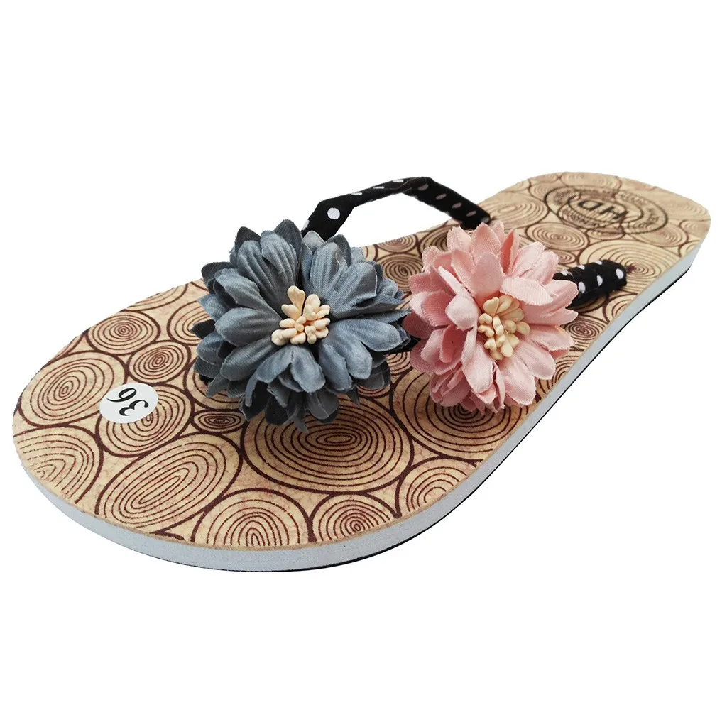 

Summer Women's Non-Slip Flower Flip Flops Sandals Flat Beach Slippers Shoes