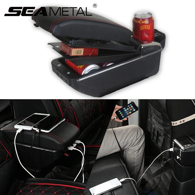 

Armrest For Ford Focus 2 2014 2013 2012 2011 2010 2009 2008 2007 2006 2005 Organizer Box Storage USB PU Leather Cup Accessories