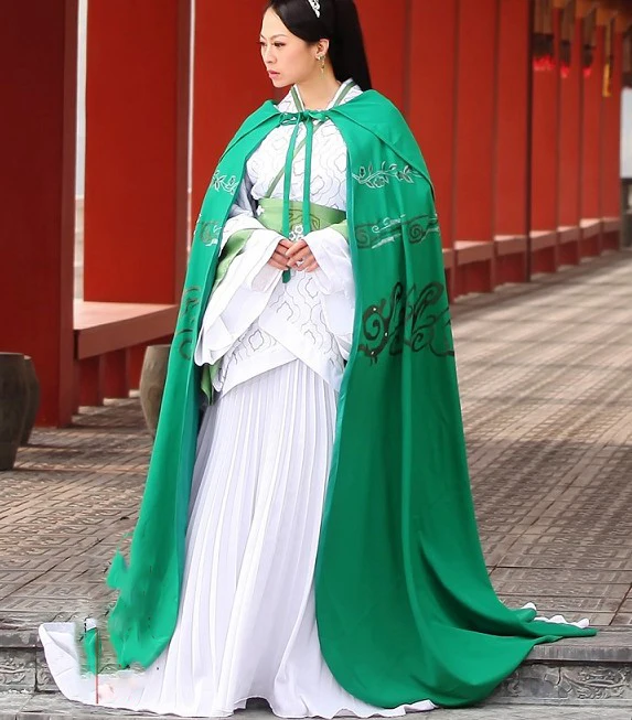 Костюм принцессы ханьфу династии ханьфу, зеленый плащ, tv Play Love Story of the dessert-Yun Zhong Ge Female Hanfu