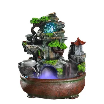 

Creative Rockery Flowing Water Fountain Feng Shui Wheel Air Humidifier Living Room Office Desktop Ornaments Fountain Home Decor