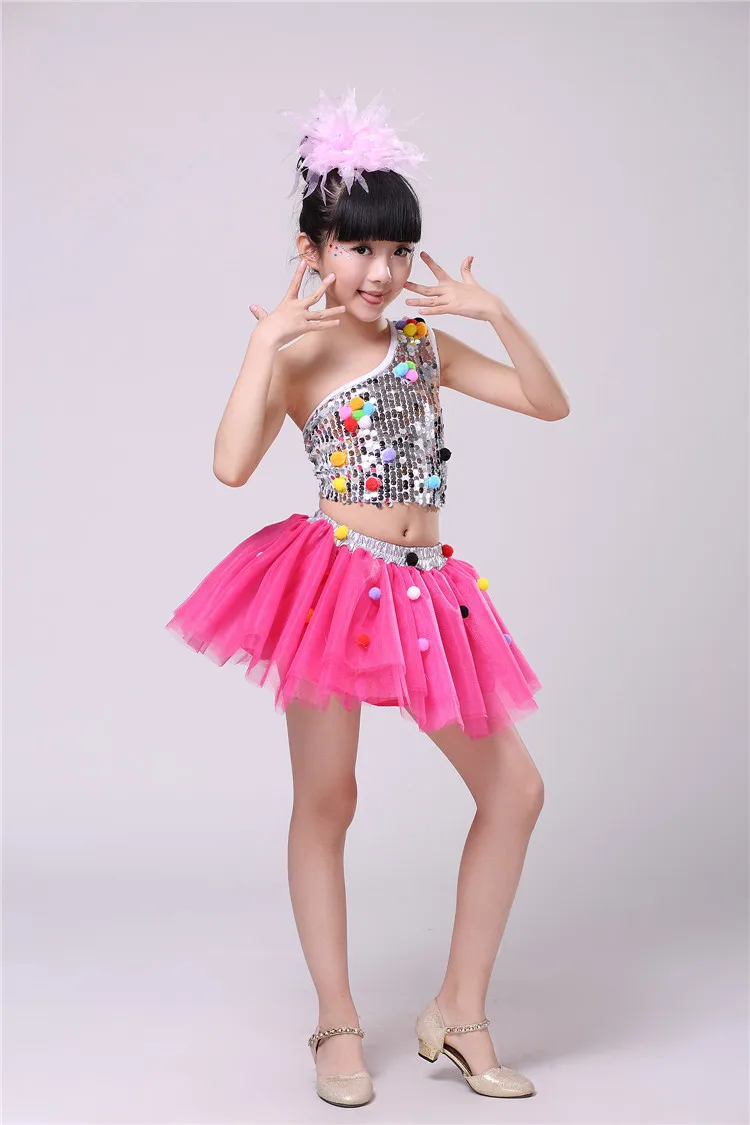 Children's Sequined Ballroom Dance Skirt Girl Jazz Dance Dress Girls
