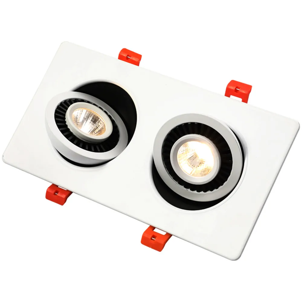 US $14.73 Double Head LED Downlight Dimmable 10W 20W Square Recessed LED Lamp 220V 110V Led Bulb Bedroom Kitchen Indoor LED Spot Light