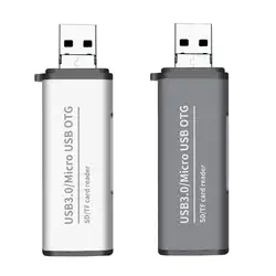 Металлический 2в1 USB3.0/Micro USB к SD/Micro SD кард-ридер Micro USB OTG адаптер для MacBook samsung huawei Xiaomi PC ноутбук