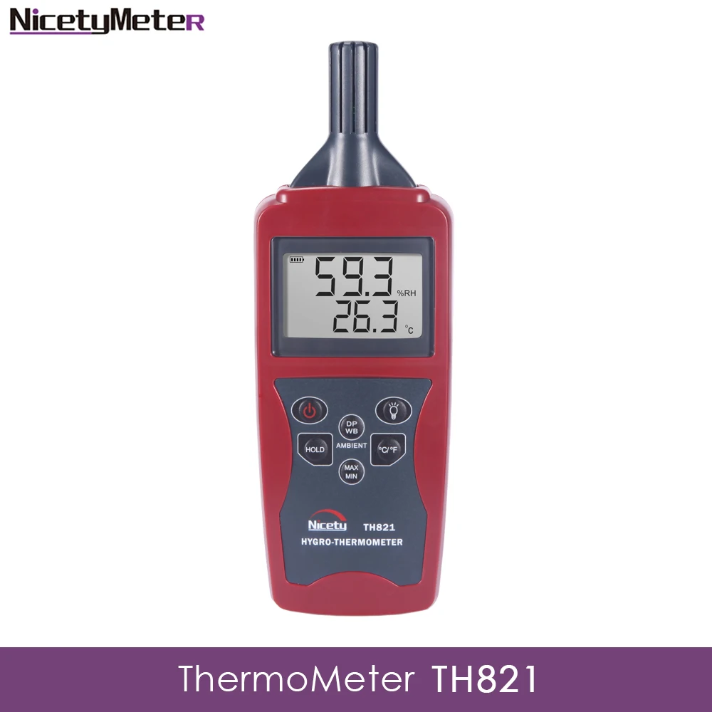 

Nicetymeter TH821 Digital max min hygro temperature humidity thermometer with Dewpoint calculation and wet bulb test