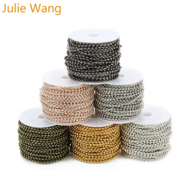 Julie Wang 10 ярдов 1 5/2/2 4 мм цепочка из железных бусин для женщин и мужчин ожерелье