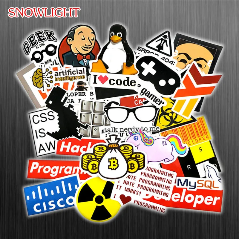 New 40Pcs/Set Internet Java JS Php Html Cloud Docker Programming Language APP Logo Cool personality for Laptop Car DIY Stickers