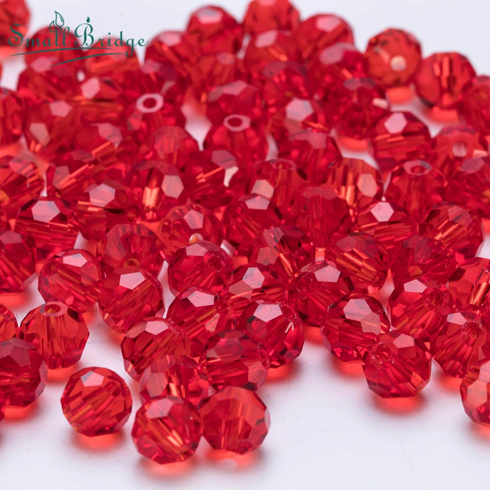 Faceted Red Natural Crystal Glass Beads Loose Round Rondelle Beads For  Jewelry Making DIY Bracelet Necklace 4/6/8/10/12mm 15Inch