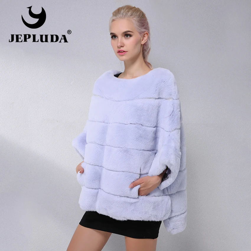 JEPLUDA Брендов Горячая Продажа Реального Рекс Кролика Шуба Натуральный Мех