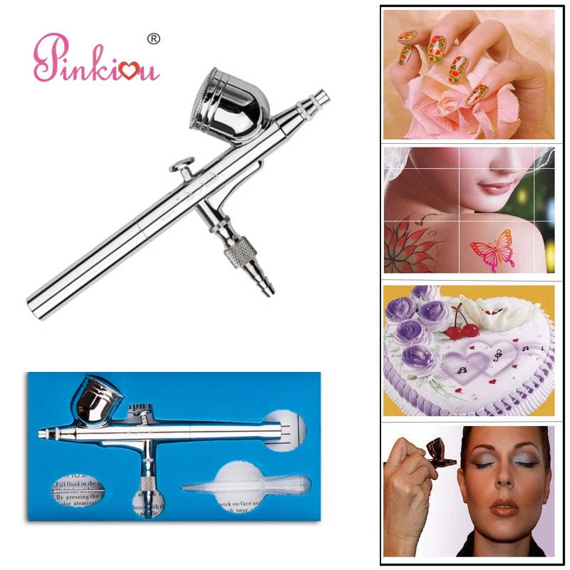 Pinkiou Dual Action Airbrush Aerograph Kit Air Brush Nail Spray Pen