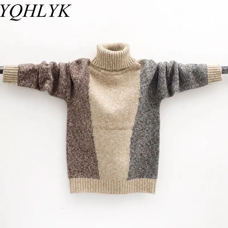 

New Fashion Autumn Winter Boy Sweaters 2018 Korean Children High Neck Casual Knit Sweater High-end Handsome Kids Clothes W173