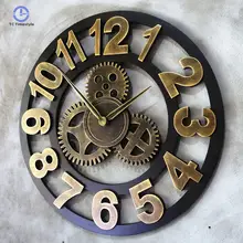 Reloj grande de madera de gran velocidad hecho a mano de gran tamaño 3D pared vintage reloj decorativo de lujo
