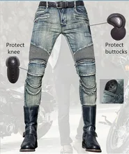 Fashionable Slim Men’s Jeans uglybros Nostalgic Wear Jeans Motorcycle Protection Knee Pants Locomotive Ride Pants